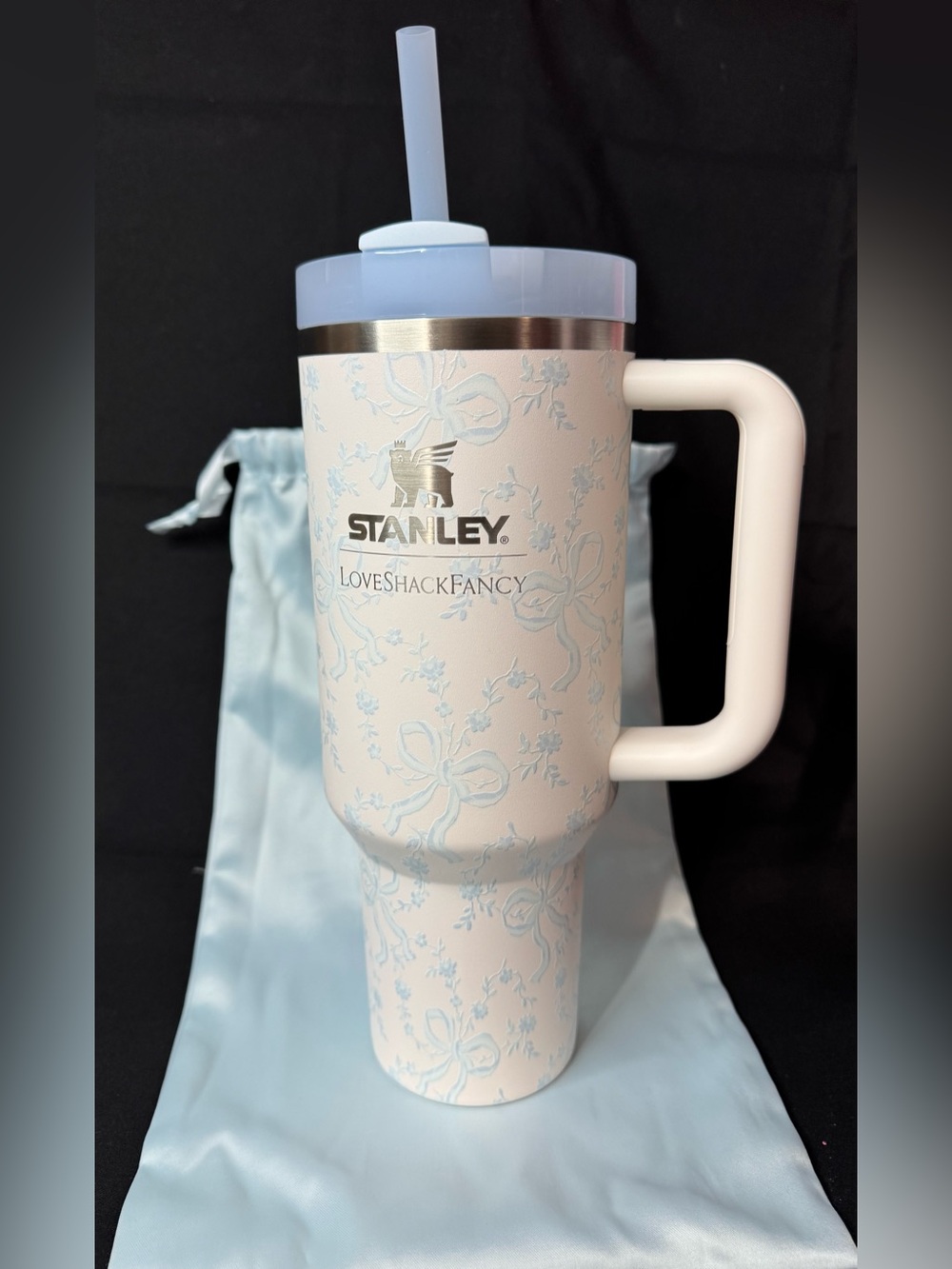 NWOB Stanley 1913 x LoveShackFancy Quencher Coquette Bow Winter Ice Tumbler 40OZ